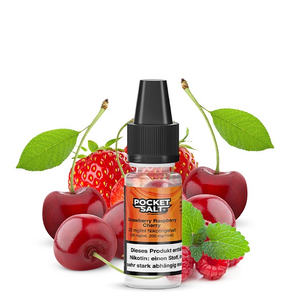 Pocket Salt Nikotinsalz Liquid - Strawberry Raspberry Cherry 10ml 20mg/ml